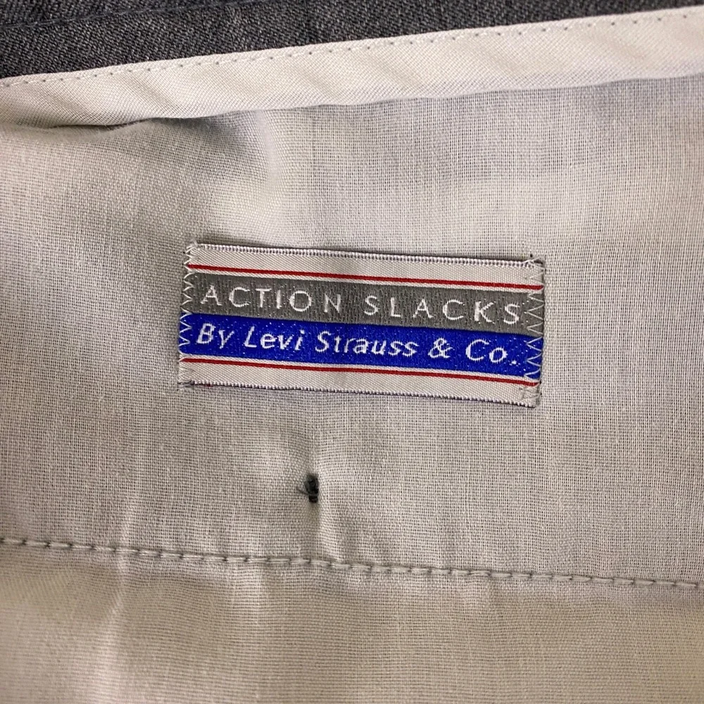 Vintage Levi Strauss Action Slacks Dress Pants Mens 44x30 Gray Straight Leg